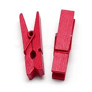Dyed Wooden Craft Pegs Clips, Red, 35x7x10mm(WOOD-R249-013D)