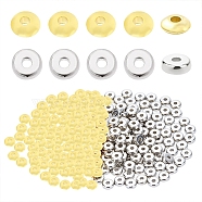 Elite 600Pcs 2 Colors CCB Plastic Spacer Beads, Flat Round, Platinum & Light Gold, Mixed Color, 5x1.5mm, Hole: 1.2mm, 300pcs/color(CCB-PH0001-15)