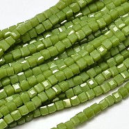 Faceted Cube Glass Beads Strands, Yellow Green, 2.5x2.5x2.5mm, Hole: 0.5mm, about 185pcs/strand, 15.7 inch(EGLA-J133-C07)