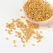 Brass Crimp Beads, Rondelle, Golden Color, about 2mm in diameter, 1.2mm long, hole: 1.2mm(E002-G)