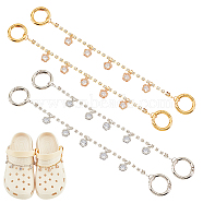 Flower Alloy Clear Cubic Zirconia Charm Shoe Decoration Chain, Rhinestone Cup Chain with Spring Gate Rings, Platinum & Golden, 222~225mm, 2 colors, 2pcs/color, 4pcs/set(FIND-AB00019-02)