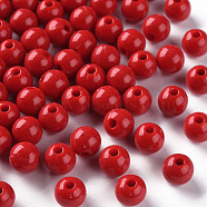 Opaque Acrylic Beads, Round, FireBrick, 8x7mm, Hole: 2mm, about 111pcs/500g(MACR-S370-C8mm-A14)