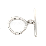 Brass Toggle Clasps, Ring, Platinum, Ring: 16x14x1.8mm, Hole: 1.2mm, Bar: 22x4x1.7mm, Hole: 1.2mm(KK-A223-04P)