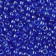 TOHO Round Seed Beads, Japanese Seed Beads, (117) Transparent Luster Blue, 8/0, 3mm, Hole: 1mm, about 222pcs/10g(X-SEED-TR08-0117)