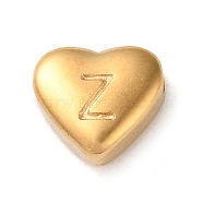 201 Stainless Steel Beads, Golden, Heart, Letter Z, 7x8x3.5mm, Hole: 1.5mm(STAS-M335-01Z-G)