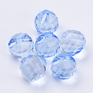 Transparent Acrylic Pendants, Faceted, Round, Light Steel Blue, 34x32mm, Hole: 2.4mm, about 35pcs/500g(TACR-Q261-B-V41)