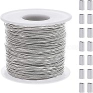 304 Stainless Steel Wire, with Rectangle Aluminum Slide Charms/Slider Beads, Stainless Steel Color, 20 Gauge, 0.8mm, about 393.7 Feet(120m)/roll(TWIR-PH0001-05)