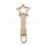 PU Leather Keychains, with Light Gold Alloy Keychain Clasp & Star Pendant, Wheat, 9.05cm(KEYC-B041-02A)