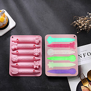 Bees & Butterflies & Flower DIY Crayon Food Grade Silicone Molds, Crayon Recycling Mold, Resin Casting Molds, Pink, 18.8x14.5x2cm, Hole: 6.5mm, Inner Diameter: 12.7x2.5~3.4cm(DIY-B057-01)