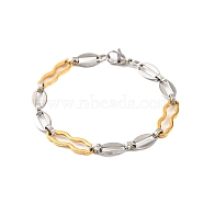 304 Stainless Steel Oval Link Chain Bracelets, with 201 Stainless Steeel Findings, Golden & Stainless Steel Color, 8-1/4 inch(21cm)(BJEW-B078-105GP)