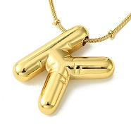 Ion Plating(IP) Initial Letter 304 Stainless Steel Pendant Necklaces, Real 18K Gold Plated, Letter K, 15.91 inch(40.4cm), pendant: 21x15mm(NJEW-R265-05G-K)