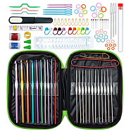 DIY Hand Knitting Craft Art Tools Kit for Beginners, with Storage Case, Crochet Needles Set, Knitting Needles, Needles Stitch Marker, Scissor, Lime, 18.5x13.5x2cm(WG89376-05)