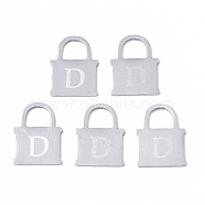 201 Stainless Steel Charms, Laser Cut, Lock with Letter D, Stainless Steel Color, 15x11x1mm, Hole: 5x6mm(STAS-N091-75)