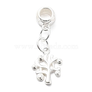 925 Sterling Silver European Beads, Money Tree, Silver, 14.5x11.5x1.5mm,Hole:4.5mm(STER-S009-01D-S)