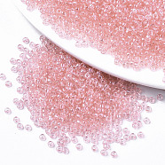 Glass Seed Beads, Fit for Machine Eembroidery, Transparent Colours, Round, Pink, 2.5x1.5mm, Hole: 1mm, about 20000pcs/bag(SEED-S042-11A-04)