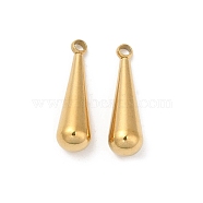 304 Stainless Steel Pendants, Teardrop Charm, Real 18K Gold Plated, 17x5mm, Hole: 1.6mm(STAS-H214-12G)