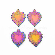 201 Stainless Steel Pendants, Heart, Rainbow Color, 30x23x1.5mm, Hole: 1.6mm(STAS-S119-152M)