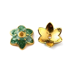 6-Petal Alloy Enamel Bead Caps, Flower, Dark Cyan, 10x8.5x3mm, Hole: 1.2mm(ENAM-WH0063-01B)