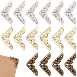 96Pcs 3 Colors Iron Bag Decorate Corners Protector, Triangle Carved Edge Guard Protector, for Handbags Book Album Accessories, Mixed Color, 1.4x1.4cm, Inner Diameter: 0.2cm, 32pcs/color(PURS-CP0001-06)