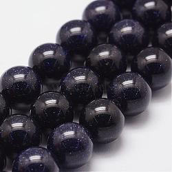 Synthetic Blue Goldstone Beads Strands, Dyed & Heated, Round, 10mm, Hole: 1.2mm, 38pcs/strand, 15.7 inch(G-N0178-03-10mm)