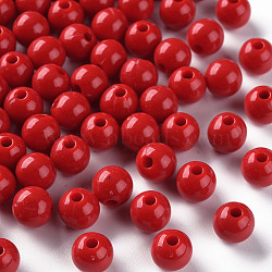 Opaque Acrylic Beads, Round, FireBrick, 8x7mm, Hole: 2mm, about 1745pcs/500g(MACR-S370-C8mm-A14)