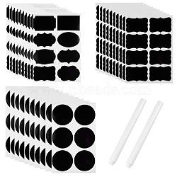 30 Sheets Flat Round & Rectangle & Oval Blank Wipe-off Die Reusable Waterproof PVC Adhesive Sticker, Spice Jar Tag, Gift Packaging Labels, with 2Pcs Plastic Erasable Pen, Black, 16.9x10.5x0.02cm, Tags: 49mm, 6pcs/sheet, 10sheets/bag(DIY-SZ0005-64)