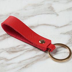 PU Leather Keychain with Iron Belt Loop Clip for Keys, Red, 10.5x3cm(PW23021326157)
