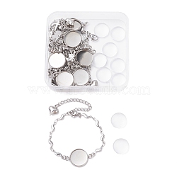 9Pcs 9 Style 304 Stainless Steel Bracelet Making, with 9Pcs Glass Cabochons, Stainless Steel Color, Bracelet: 1pc/style(STAS-UN0027-11)