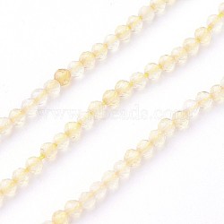 Natural Citrine Beads Strands, Faceted, Round, 2~2.5mm, Hole: 0.5mm, about 180~200pcs/strand, 14.5~16.1 inch(37~41cm)(G-F619-24-2mm)
