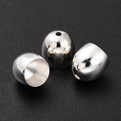 Brass Cord Ends, End Caps, Long-Lasting Plated, 925 Sterling Silver Plated, 6.5x6mm, Hole: 1.2mm, Inner Diameter: 5mm(KK-H759-39B-S)