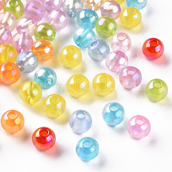 Transparent Acrylic Beads, AB Color Plated, Round, Mixed Color, 6x5mm, Hole: 1.8mm, about 4400pcs/500g(MACR-S370-B6mm)