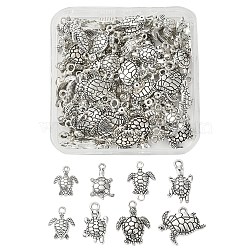 DIY Sea Turtle Jewelry Making Finding Kit, Including 80Pcs 8 Style Tibetan Style Zinc Alloy Pendants & Links connectors, Antique Silver, 16~23x11.5~21x2.5~4mm, Hole: 1.5~2.5mm, 10Pcs/style(DIY-YW0007-16)