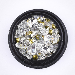 Rhinestone & Undrilled Micro Beads, Nail Art Decoration Accessories, Mixed Shapes, Crystal, 1~10x1~8x1~4mm(MRMJ-T016-04E)