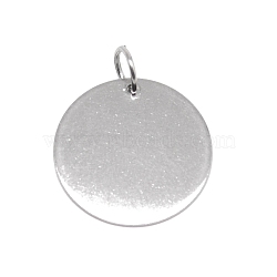 201 Stainless Steel Flat Round Tag Pendants, with Jump Rings, Stainless Steel Color, 25x1mm, Hole: 6mm(STAS-WH0025-21A)