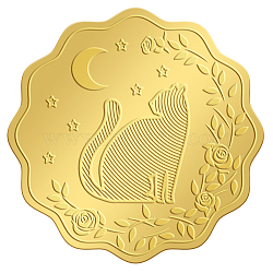 Self Adhesive Gold Foil Embossed Stickers, Medal Decoration Sticker, Cat Pattern, 5x5cm(DIY-WH0211-138)