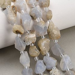 Raw Rough Natural Blue Lace Agate Beads Strands, Nuggets, with Seed Beads, 11~28x9~13x6~10mm, Hole: 1mm, about 24~29pcs/strand, 14.96''(38cm)~15.75''(40cm)(GG-CBA0B77-A04-01)