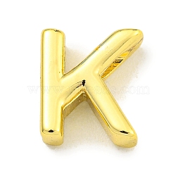 Brass Beads, Real 18K Gold Plated, Letter K, 8.5x7.5x3mm, Hole: 1.8x1mm(KK-K354-07G-K)