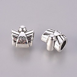Alloy European Beads, Angel, Large Hole Beads, Cadmium Free & Lead Free, Antique Silver, 10x11x9mm, Hole: 4mm(MPDL-7053-AS-RS)