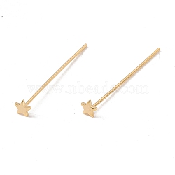 Brass Star Head Pins, Real 24K Gold Plated, 31mm, Pin: 21 Gauge(0.7mm), Star: 3.5x4mm(X-FIND-B009-02G)