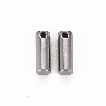 201 Stainless Steel Pendants, Cadmium Free & Nickel Free & Lead Free, Column, Stainless Steel Color, 14x5mm, Hole: 1.4~1.8mm