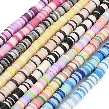 Handmade Polymer Clay Beads Strands, Disc/Flat Round, Heishi Beads, Mixed Color, 6x0.5~1mm, Hole: 1.5mm, about 384pcs/strand, 17.32''(44cm)