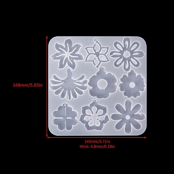 Food Grade DIY Silicone Pendant Molds, Decoration Making, Resin Casting Molds, For UV Resin, Epoxy Resin Jewelry Making, White, Flower, 148x145x4.8mm