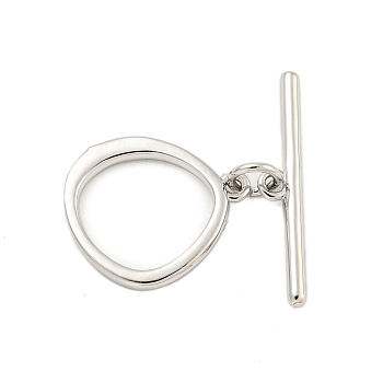 Brass Toggle Clasps, Ring, Platinum, Ring: 16x14x1.8mm, Hole: 1.2mm, Bar: 22x4x1.7mm, Hole: 1.2mm