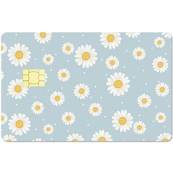 PVC Plastic Waterproof Card Stickers, Self-adhesion Card Skin for Bank Card Decor, Rectangle, April Daisy, 186.3x137.3mm