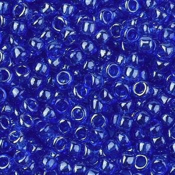TOHO Round Seed Beads, Japanese Seed Beads, (117) Transparent Luster Blue, 8/0, 3mm, Hole: 1mm, about 222pcs/10g