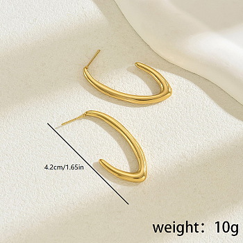 Elegant Stainless Steel V-shaped Hollow Earrings for Daily, Party, Gift, Golden, 47mm