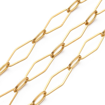 304 Stainless Steel Cross Chains, Soldered, with Spool, Real 16K Gold Plated, 19.7x7x1mm, about 32.81 Feet(10m)/Roll