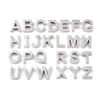 304 Stainless Steel Charms, letter, Cadmium Free & Nickel Free & Lead Free, Stainless Steel Color, 9x3~11x3mm, Hole: 1.8mm