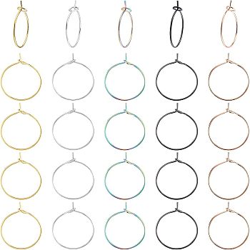 Unicraftale PVD Vacuum Plating 316L Stainless Steel Hoop Earring Findings, Wine Glass Charms Findings, Mixed Color, 21 Gauge, 16x0.7mm, 50pcs/box