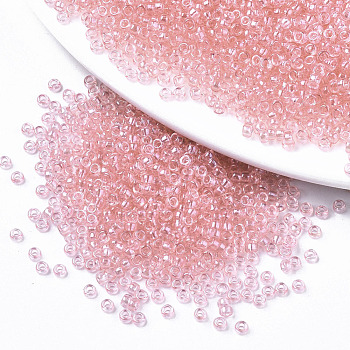 Glass Seed Beads, Fit for Machine Eembroidery, Transparent Colours, Round, Pink, 2.5x1.5mm, Hole: 1mm, about 20000pcs/bag